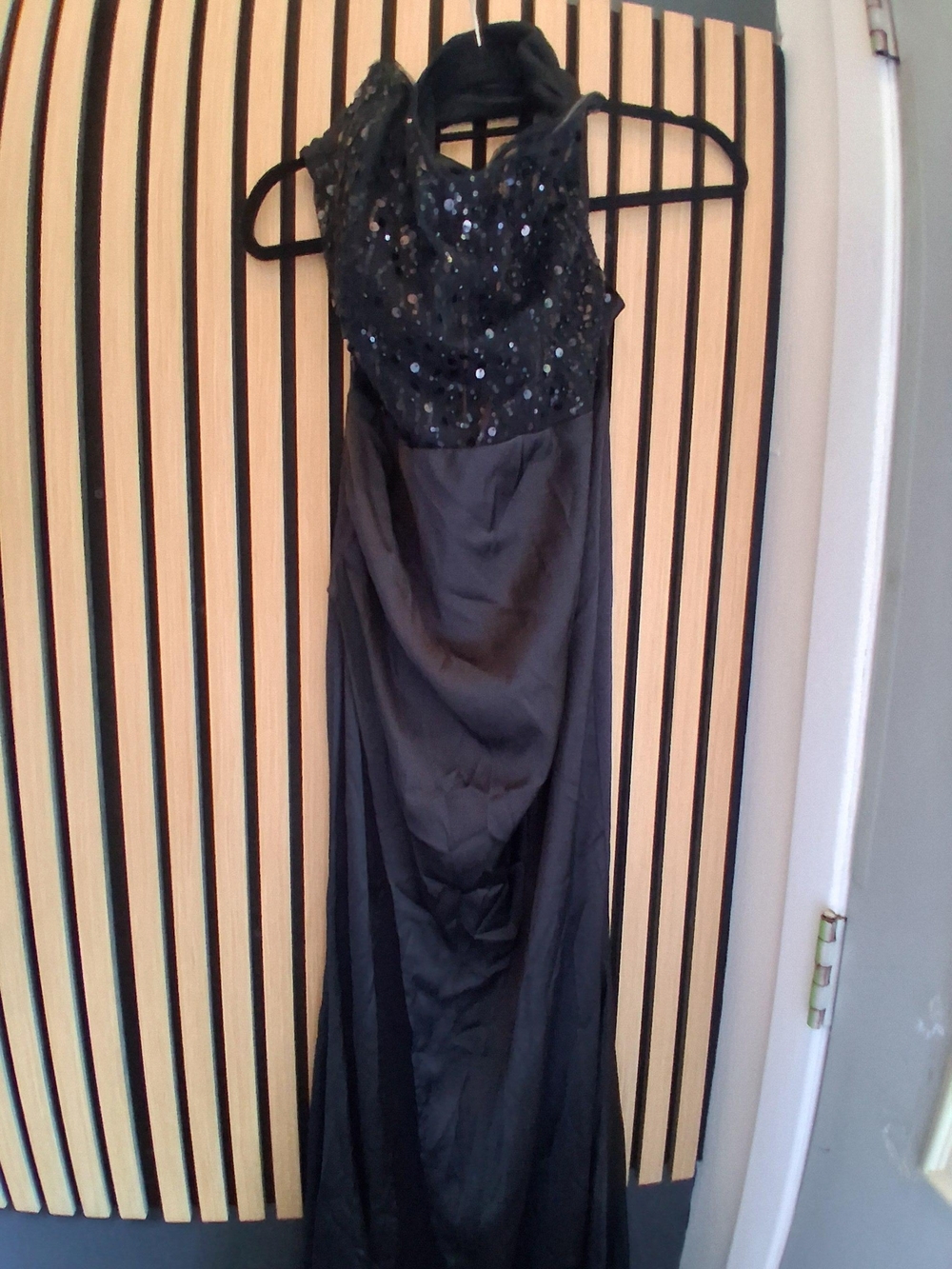 Black Sequin Halter Prom Dress